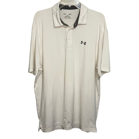 Under Armour Mens Heat Gear Loose Fit Short Sleeve White Polo Shirt - Size Large - Picture 2 of 7